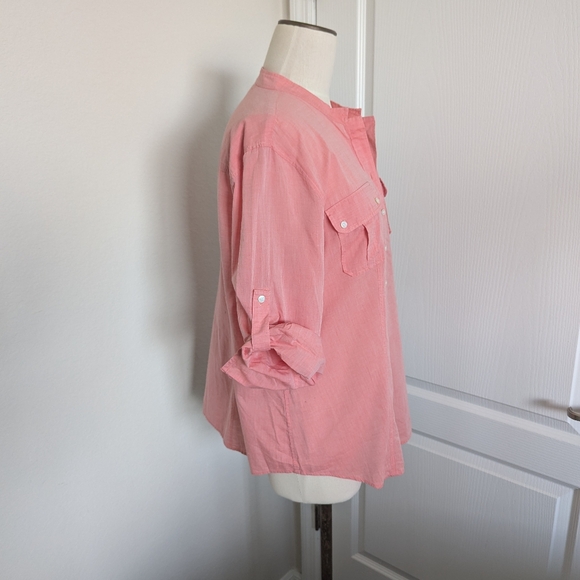 Talbots Red Heathered Cotton Henley - Picture 4 of 5